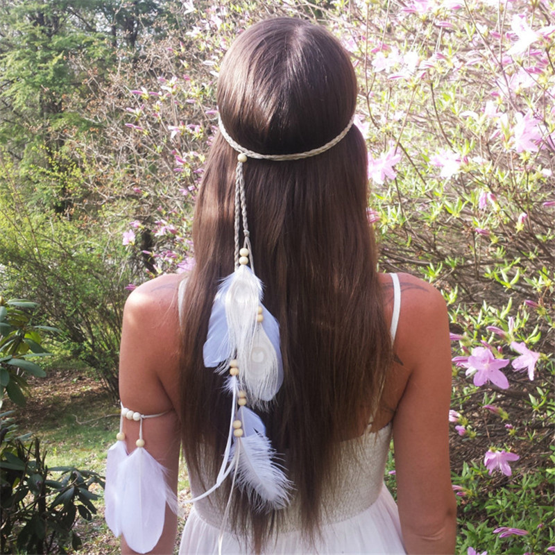 Women Accessories India - Bandeau de sauna en plumes blanches