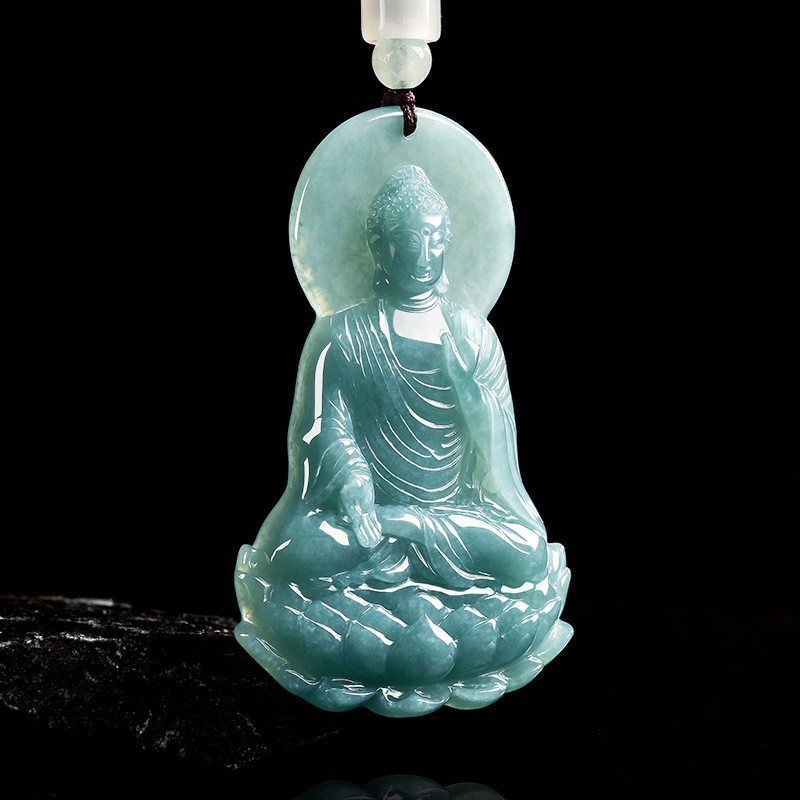 Women Accessories Gift - Collier pendentif Bouddha en jadéite birmane