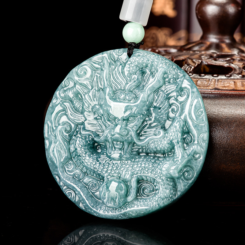 Women Accessories Gift - Collier pendentif dragon en jadéite birmane,