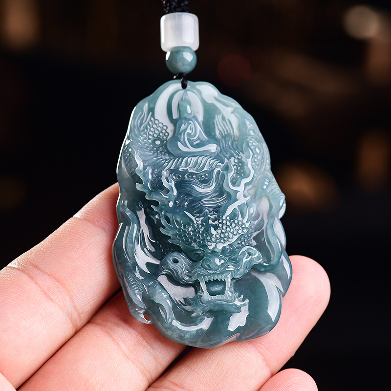 Women Accessories Gift - Collier pendentif Dragon en jadéite birmane