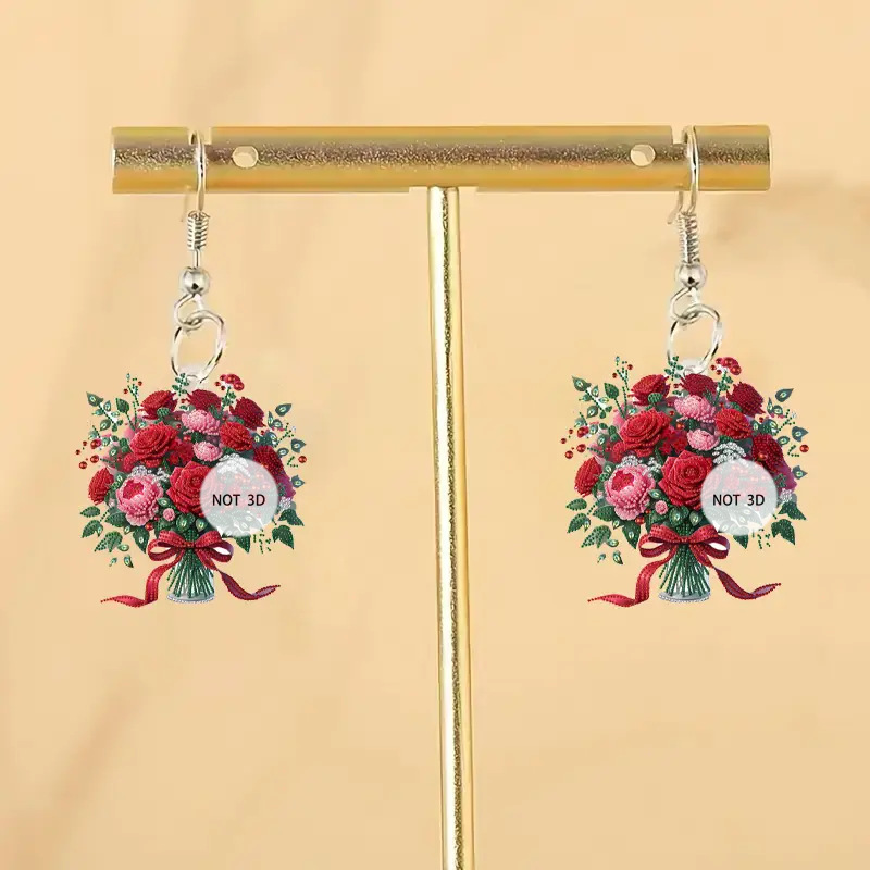 Women Accessories Bouquet - Boucles d'oreilles en acrylique 2D plates,