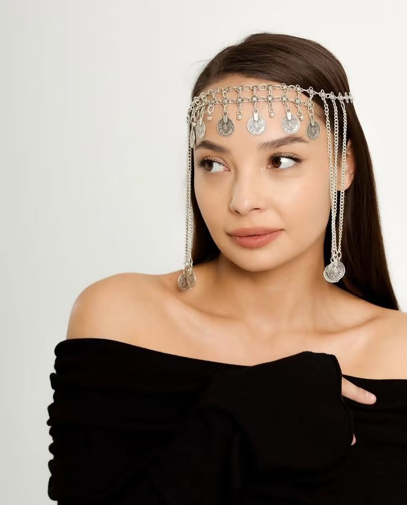 Women Accessories India - Coiffure frontale en alliage argenté rétro