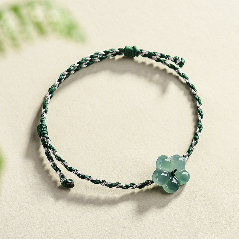 Women Accessories Gift - Bracelet à fleurs en jadéite birmane,