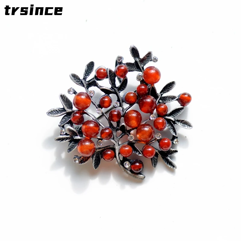 Broche d'Arbres en Strass Roug - Women Accessories Bouquet avis et prix