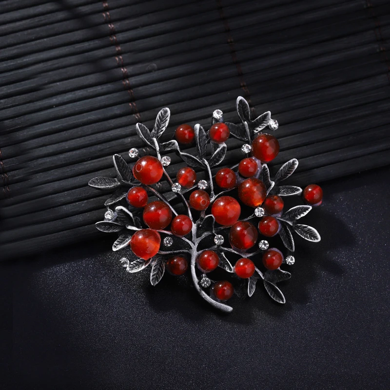 Broche d'Arbres en Strass Roug - Women Accessories Bouquet avis et prix